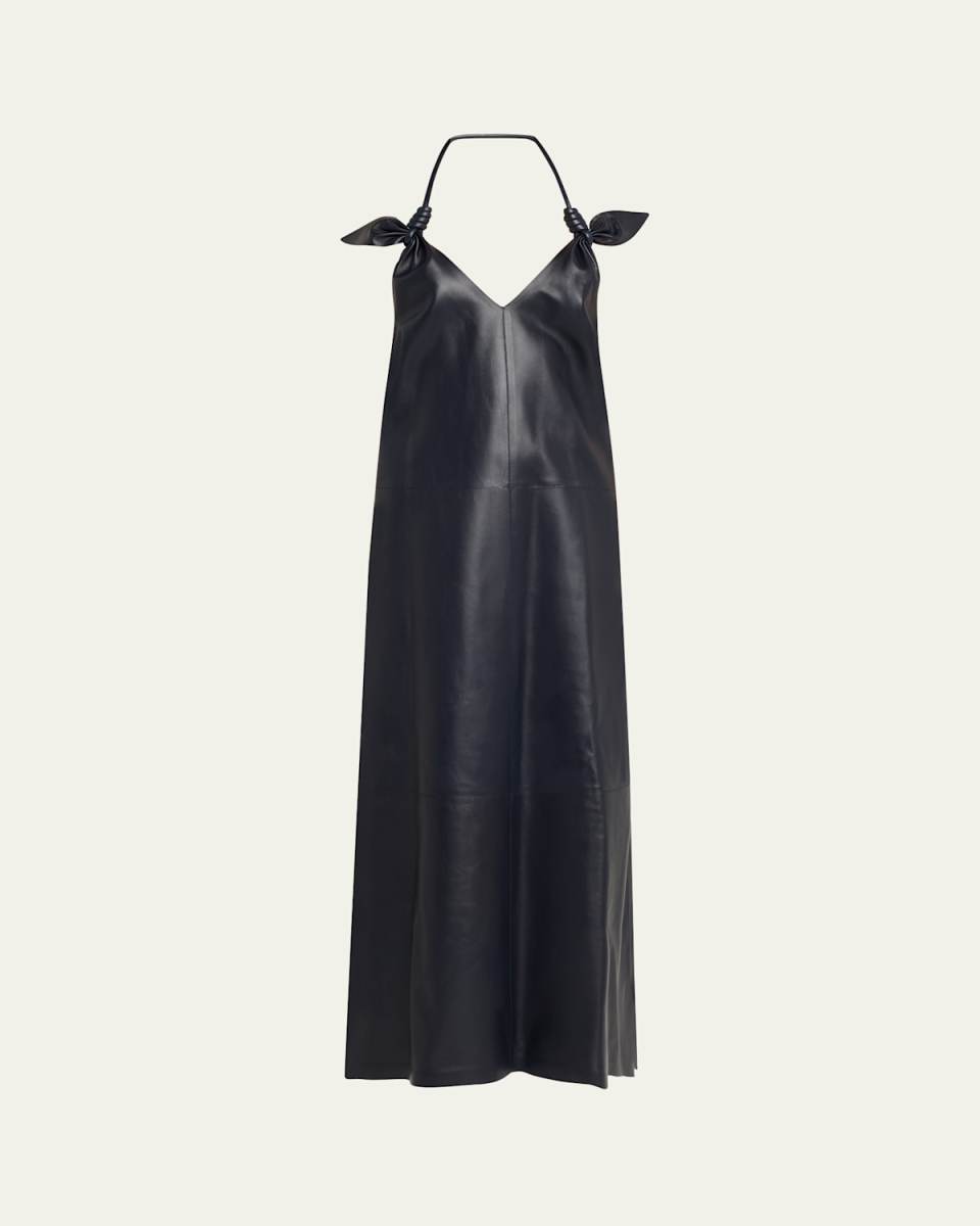 Halter Flamenco Knotted Leather Dress